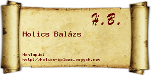 Holics Balázs névjegykártya